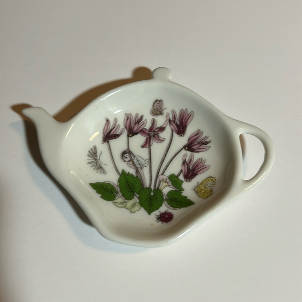 Portmeirion Botanic Garden Teapot Tea Bag Holder Spoon Rest. Forget-me-not